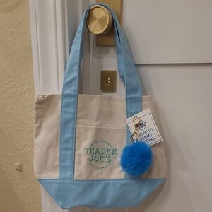 Trader Joe's Blue and Cream Tote Bag